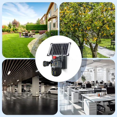 Cámara de Seguridad Solar Triple Lente