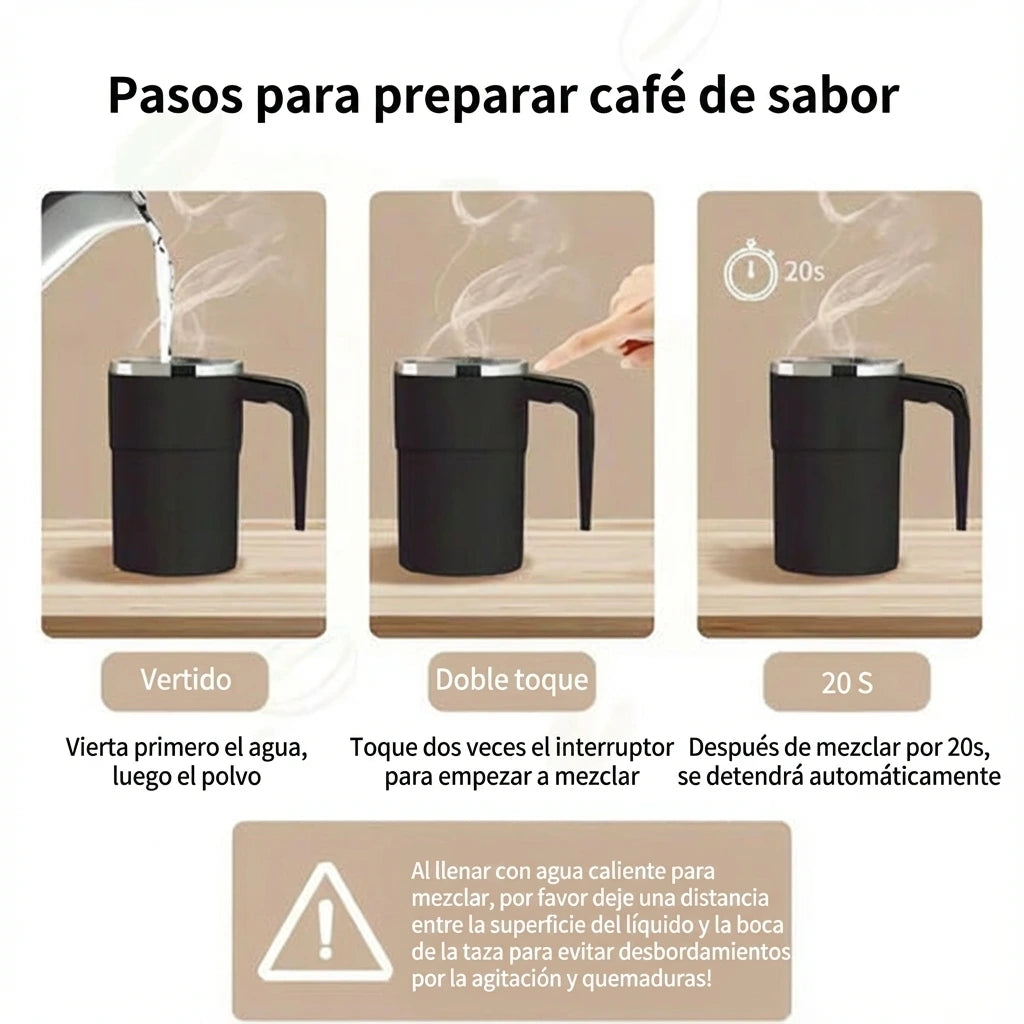 Juego de tazas de café recargables con agitador magnético automático