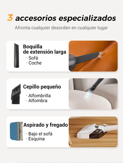 🧹Aspiradora de Mano Inalámbrica - Potente Succión 15KPA & 45 Minutos de Uso con 4 Accesorios para Coches y Hogar 🚗🏠