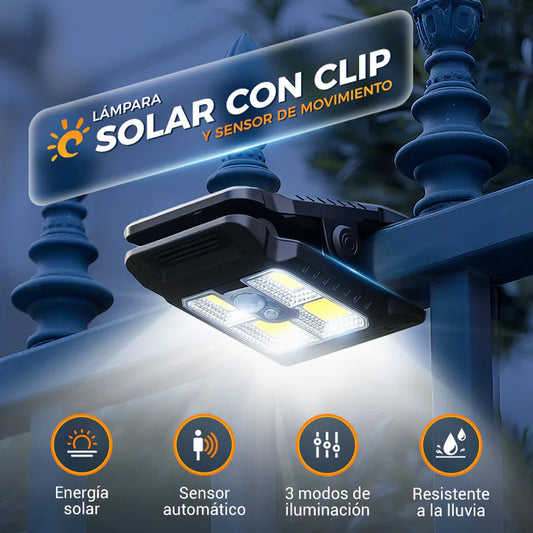Luz solar con clip para exteriores y sensor de movimiento OFERTA EXCLUSIVA