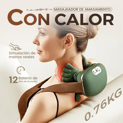 Masajeador de Amasamiento Cervical con Calor y 3 Velocidades – Diseñado para aliviar nudos, rigidez y sobrecarga del estrés diario