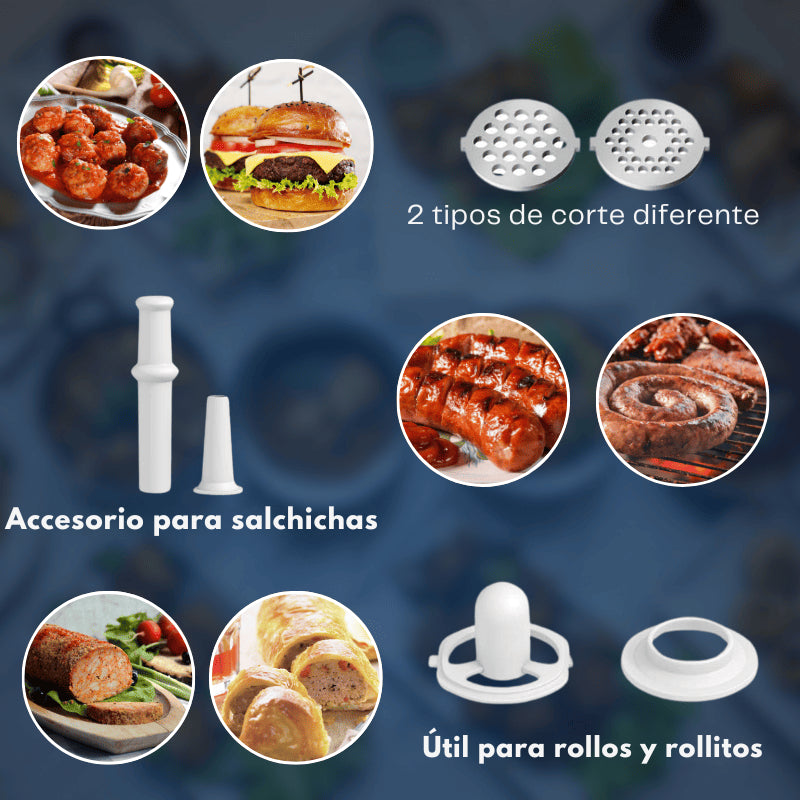 Molino de Carne Eléctrico con Chullilas de Acero Inoxidable