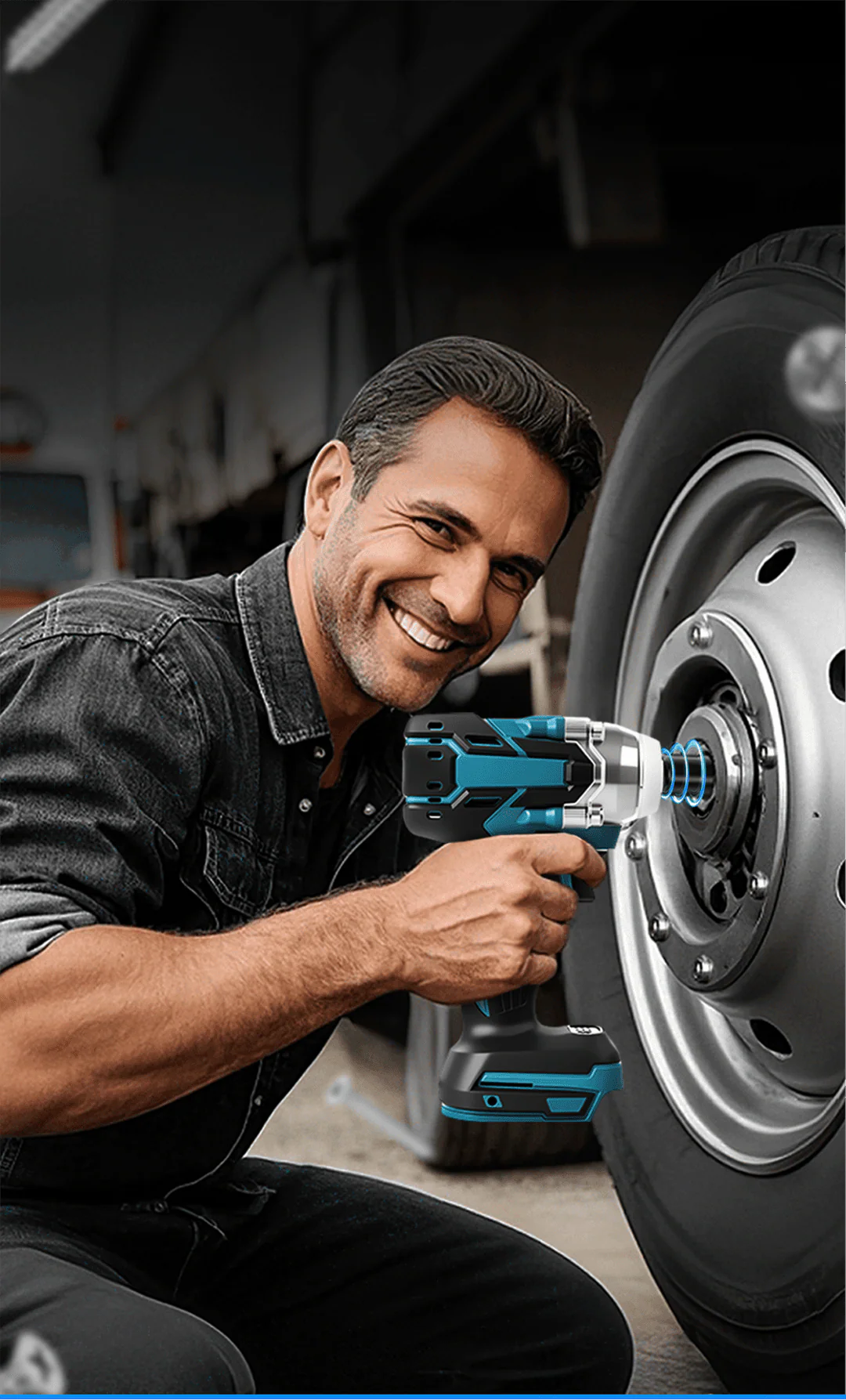 Llave De Impacto Eléctrica Con Batería De Litio Y Accesorios