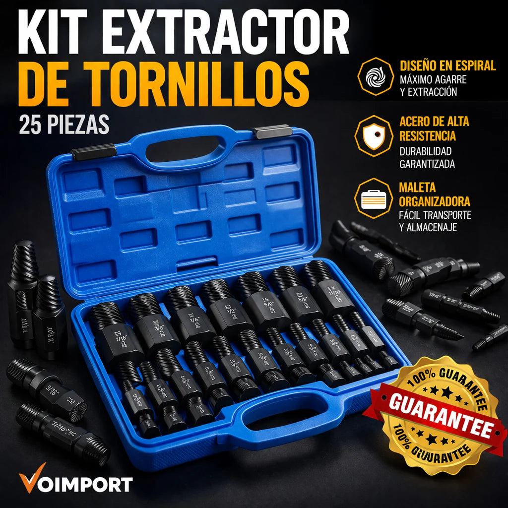 Kit Extractor de Tornillos x25 Piezas – Solución rápida y segura