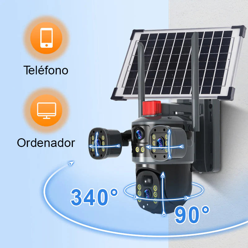 Cámara de Seguridad Solar Triple Lente