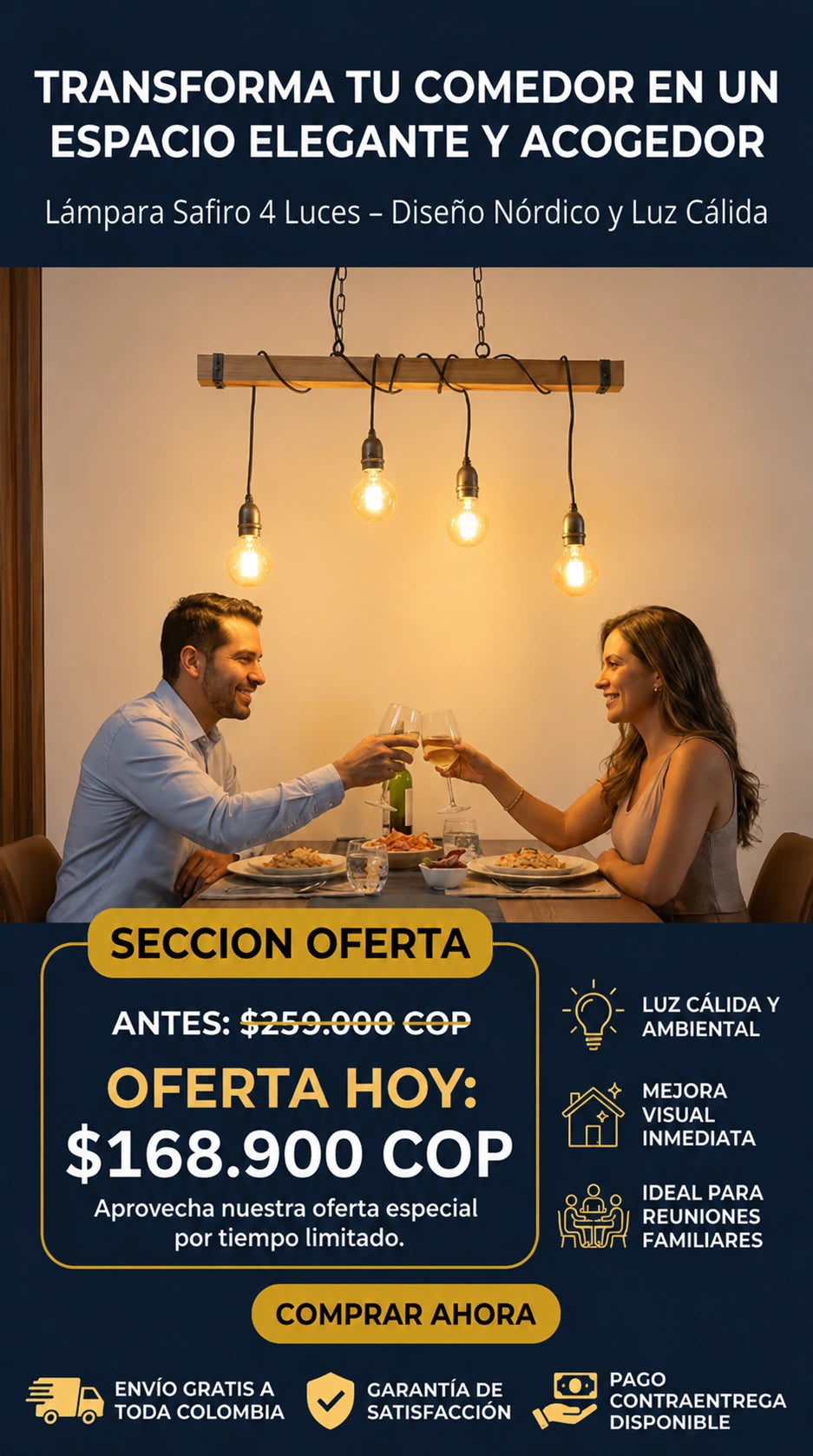Lámpara Zafiro 4 Luces