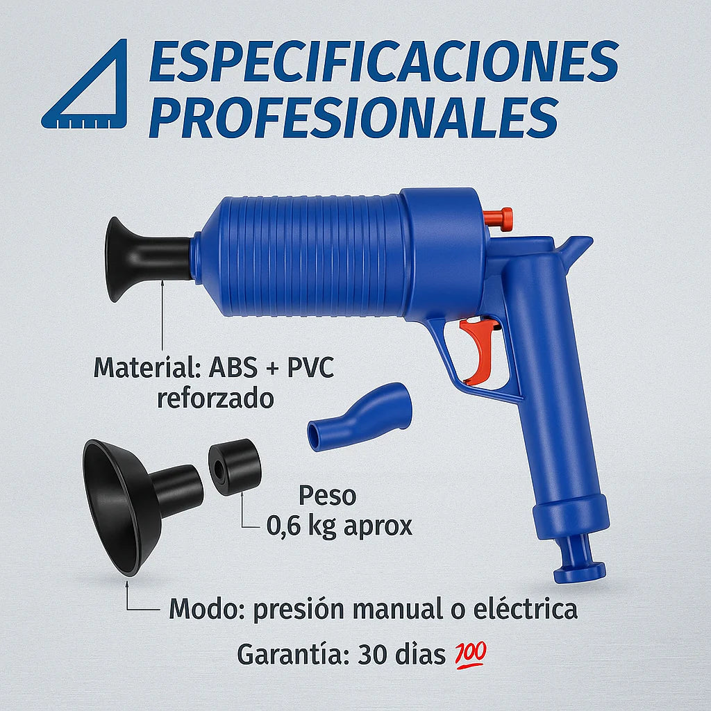💦 Pistola Destapa Cañerías Profesional