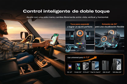 Soporte Inteligente Inalámbrico 2 en 1 para Teléfono de Auto