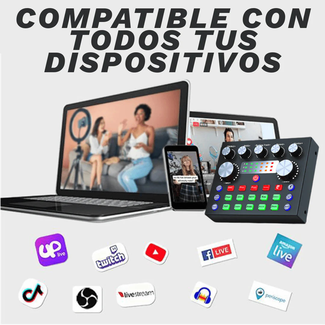 KIT MEZCLADORA PROFESIONAL + MICRÓFONO CONDESADOR