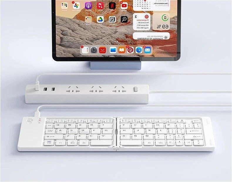 Teclado Doble Plegable | Mini Teclado Inalámbrico | Teclado Bluetooth Doble Plegable con Panel Táctil para Teléfono - Windows - Android - IOS | iPad