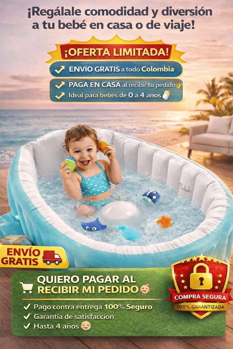 🛁 Bañera MiniPiscina Portátil para Bebé 🤩 | Envío Gratis + Paga en Casa ✨