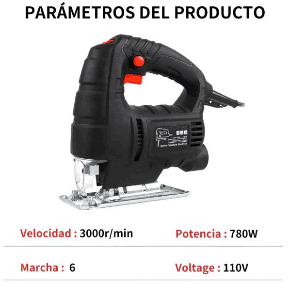 Sierra Caladora Eléctrica Profesional de 6 Velocidades