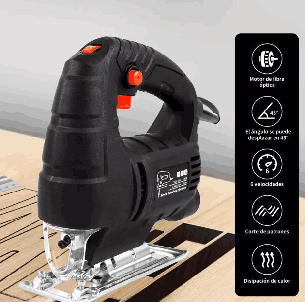 Sierra Caladora Eléctrica Profesional de 6 Velocidades