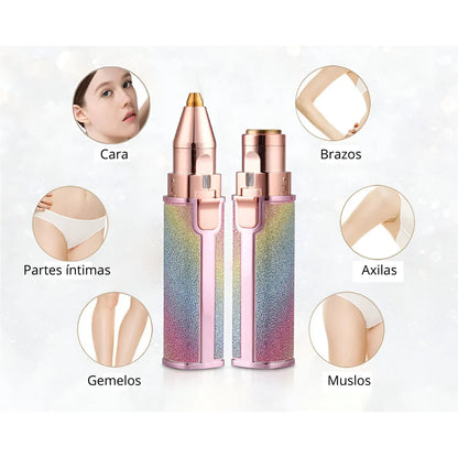 Depiladora facial 2 en 1 de precisión indolora | Diseño purpurina