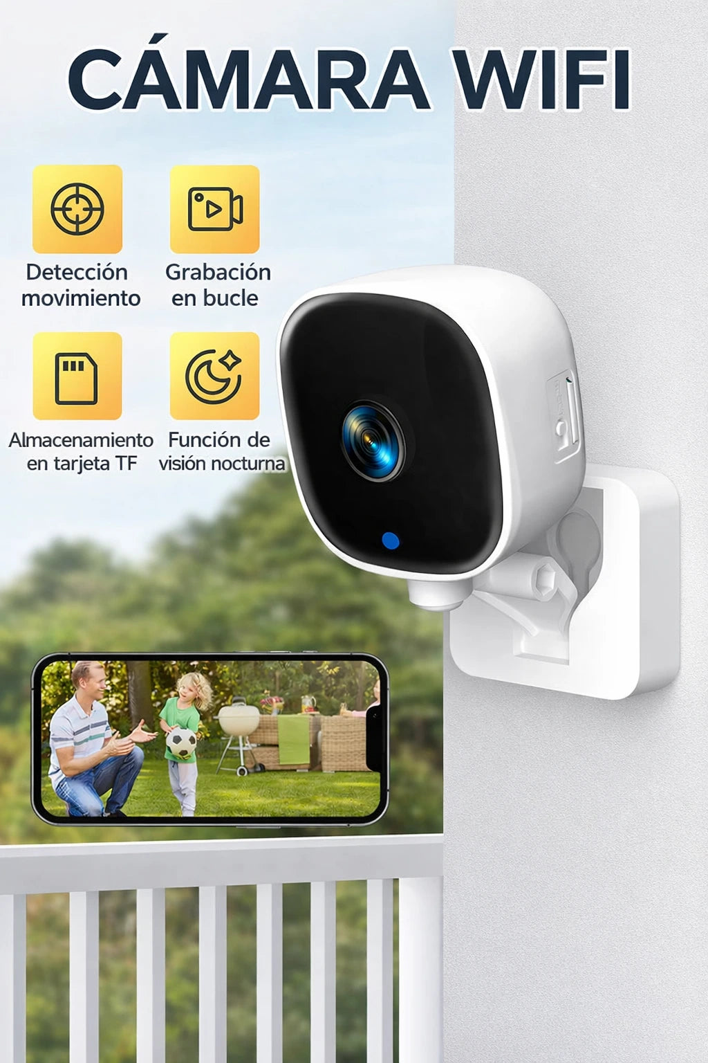 Cámara de seguridad inalámbrica con audio bidireccional