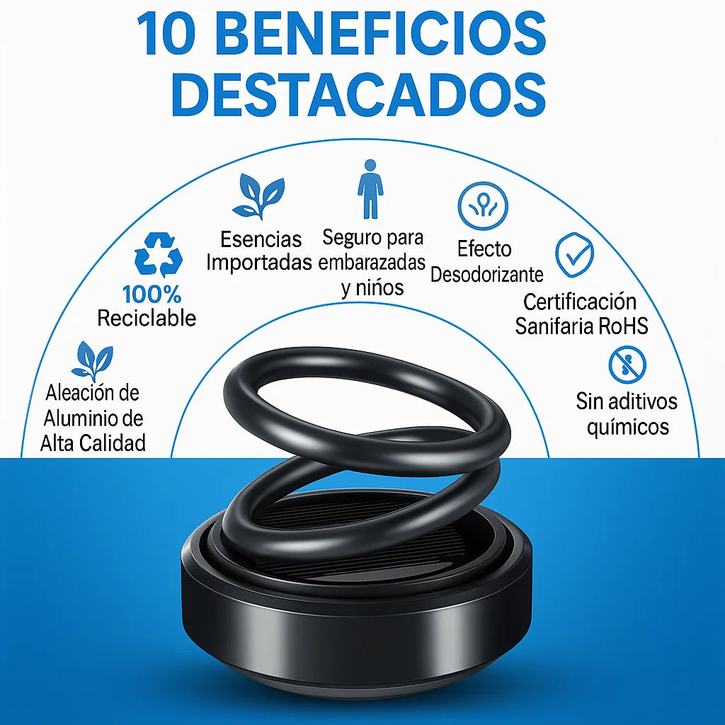 Car Gadget - Adorno de Aromaterapia de Carro de Suspensión de Doble Anillo Giratorio Solar