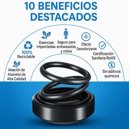 Car Gadget - Adorno de Aromaterapia de Carro de Suspensión de Doble Anillo Giratorio Solar