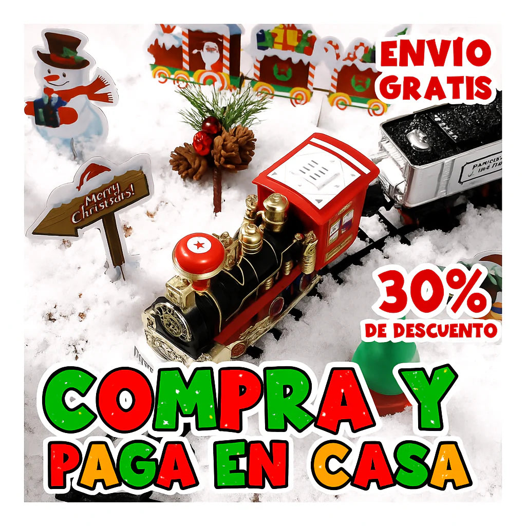 Tren Navideño y Trineo de Santa