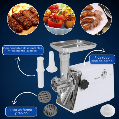 Molino de Carne Eléctrico con Chullilas de Acero Inoxidable