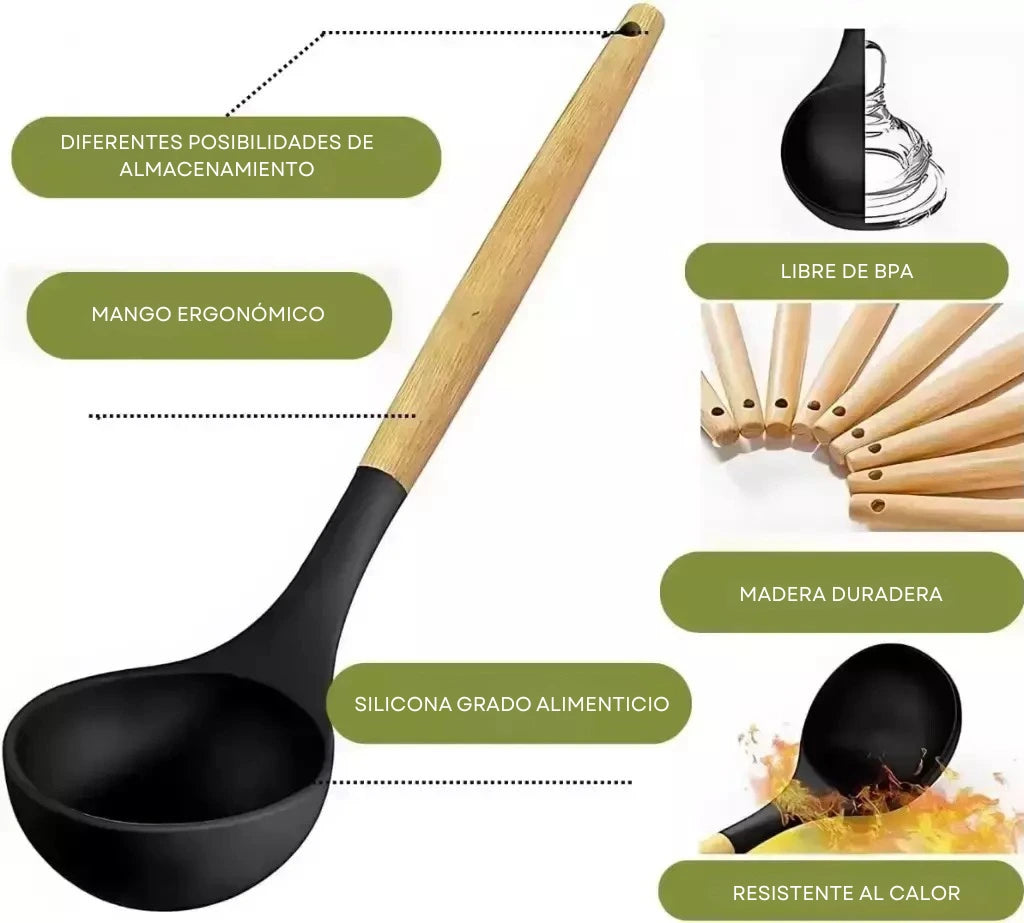 Kit de cocina de 19 piezas en silicona de primera calidad