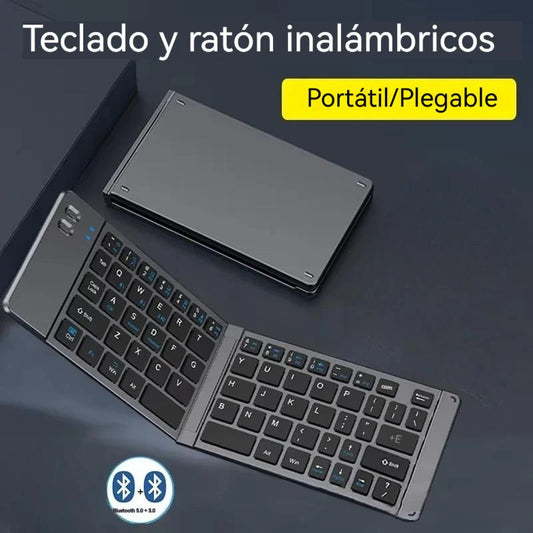 Teclado Doble Plegable | Mini Teclado Inalámbrico | Teclado Bluetooth Doble Plegable con Panel Táctil para Teléfono - Windows - Android - IOS | iPad