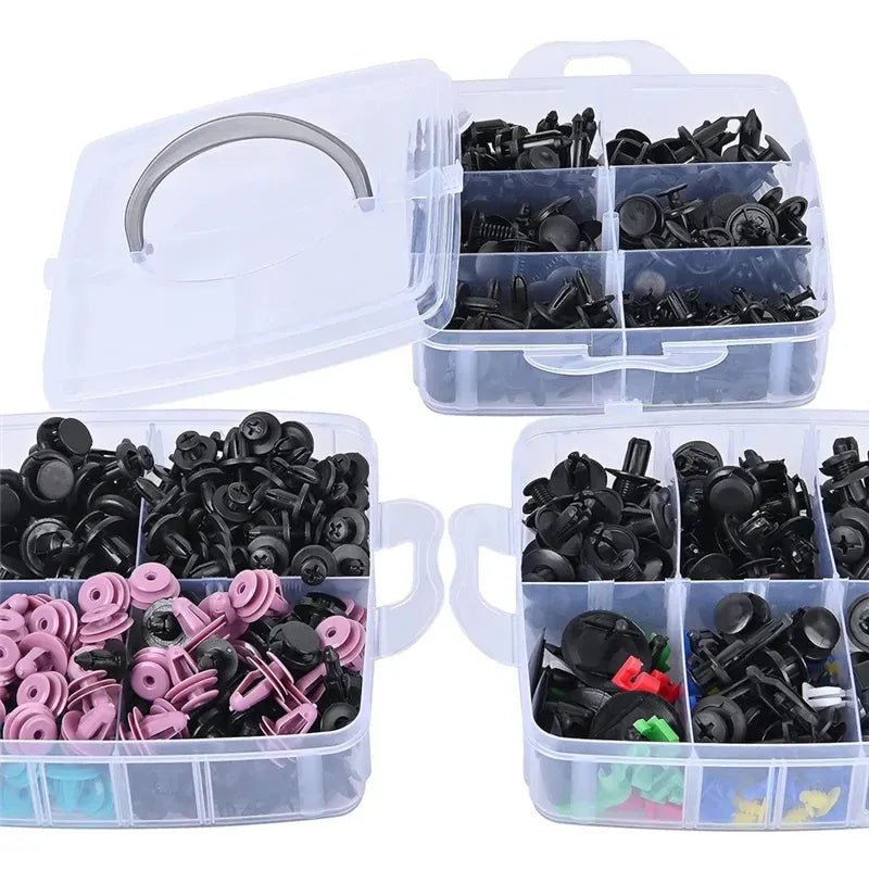 KIT UNIVERSAL DE CLIPS Y GRAPAS AUTOMOTRICES – 725 PIEZAS + HERRAMIENTAS