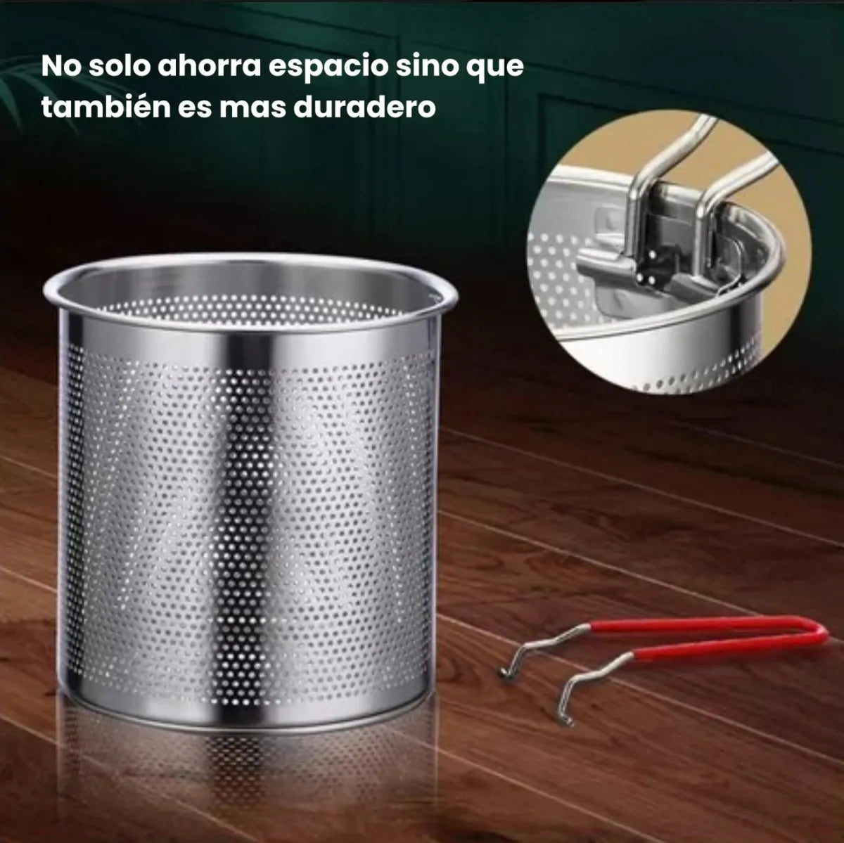 Olla Freidora De Acero Inoxidable + Cesta Coladora