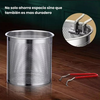 Olla Freidora De Acero Inoxidable + Cesta Coladora