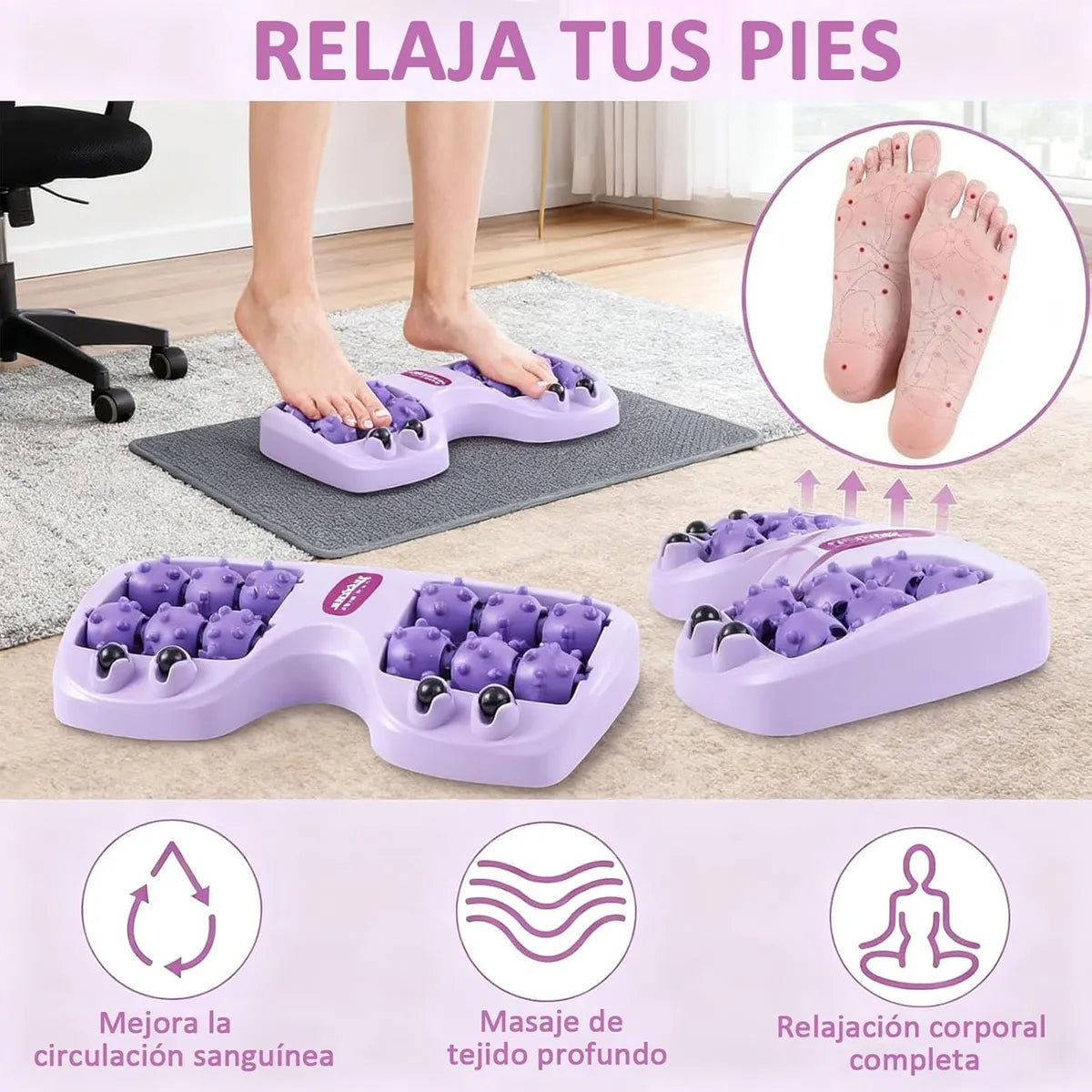 Masajeador de Pies Portátil para Alivio del Dolor, Relajación y Mejor Circulación