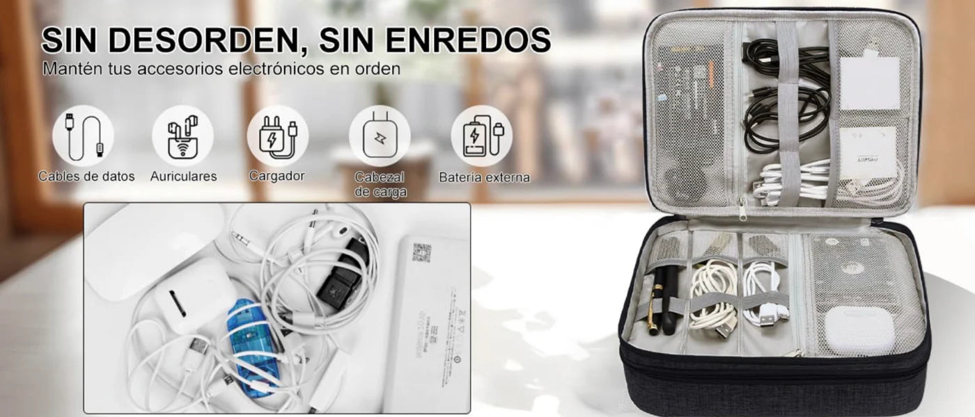 Organizador para Cables Bolsa de Almacenamiento de doble compartimiento - CASE PRO
