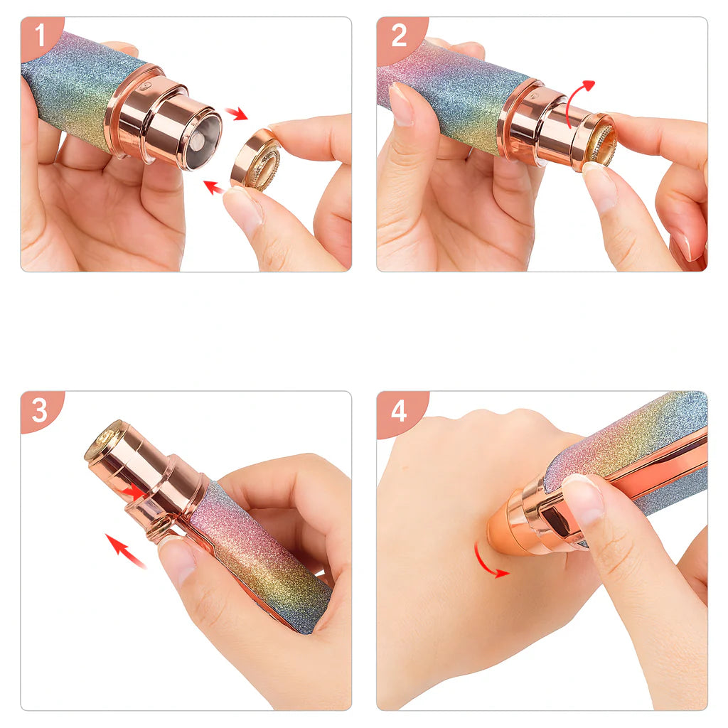 Depiladora facial 2 en 1 de precisión indolora | Diseño purpurina