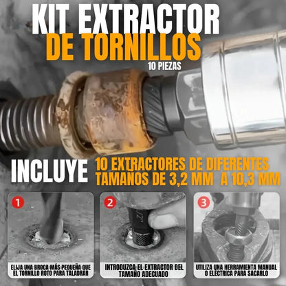 Kit Extractor de Tornillos X10 Piezas