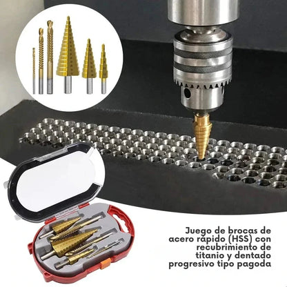 Juego de 6 Brocas HSS Recubiertas de Titanio