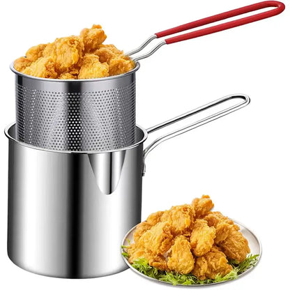 Olla Freidora De Acero Inoxidable + Cesta Coladora