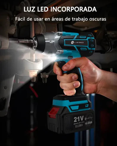 Llave De Impacto Eléctrica Con Batería De Litio Y Accesorios