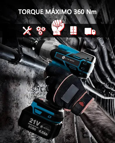 Llave De Impacto Eléctrica Con Batería De Litio Y Accesorios