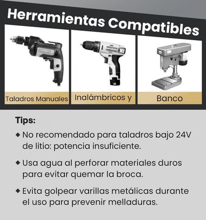 Juego de 4 Brocas Excéntricas Serradas de Alta Resistencia (4 Flautas por Broca)