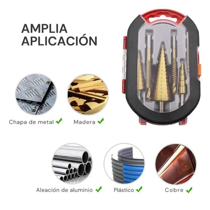 Juego de 6 Brocas HSS Recubiertas de Titanio