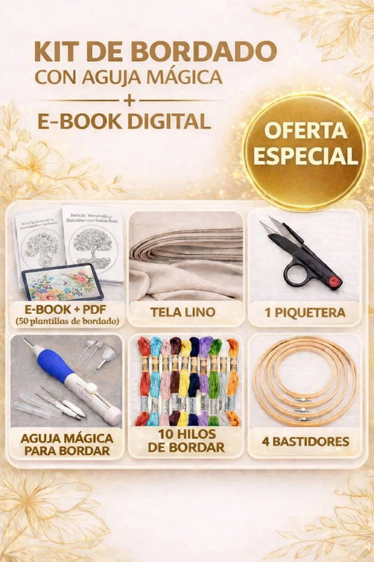 Kit de Bordado con Aguja Mágica + E-Book Digital