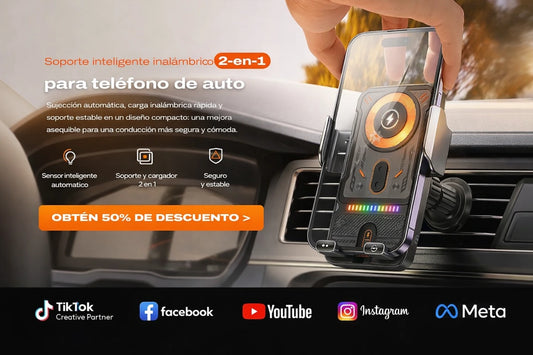 Soporte Inteligente Inalámbrico 2 en 1 para Teléfono de Auto