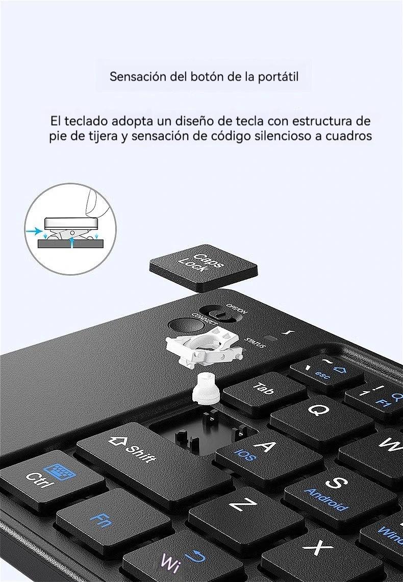 Teclado Doble Plegable | Mini Teclado Inalámbrico | Teclado Bluetooth Doble Plegable con Panel Táctil para Teléfono - Windows - Android - IOS | iPad