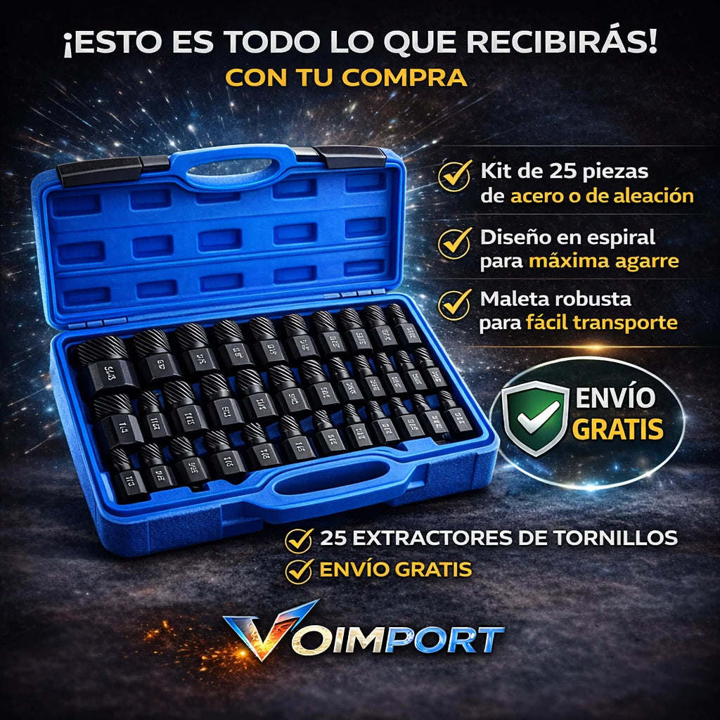 Kit Extractor de Tornillos x25 Piezas – Solución rápida y segura