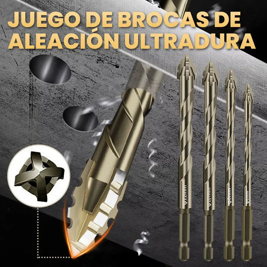 Juego de 4 Brocas Excéntricas Serradas de Alta Resistencia (4 Flautas por Broca)